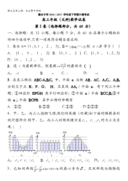 河北省衡水中学2017届高三下学期六调数学(文)试题含答案