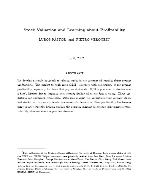 Stock Valuation and Learning about Protability