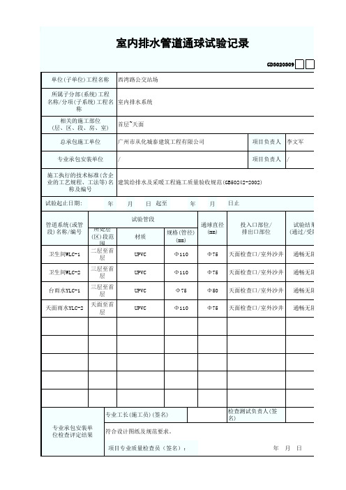 室内排水管道通球试验