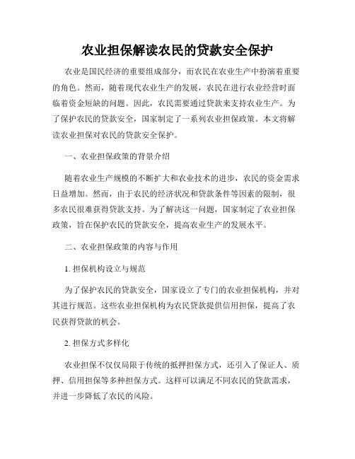 农业担保解读农民的贷款安全保护