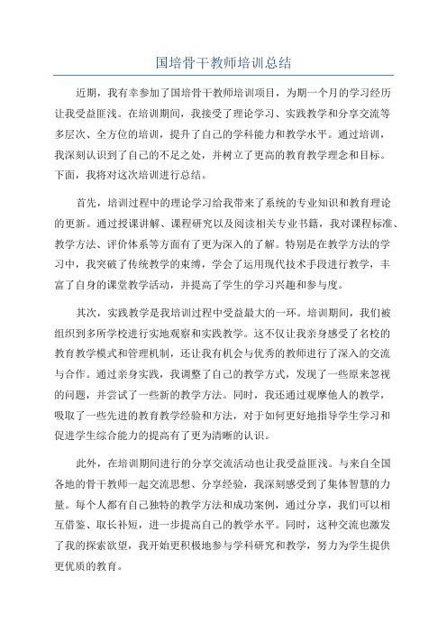 国培骨干教师培训总结