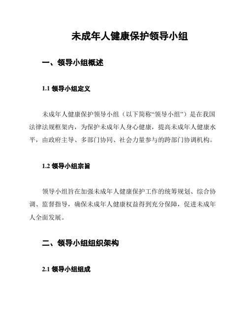 未成年人健康保护领导小组