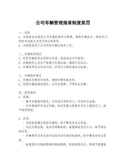 公司车辆管理规章制度奖罚