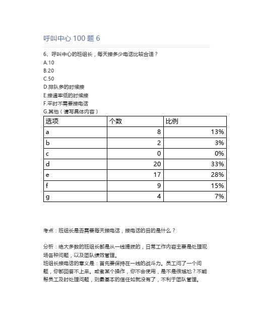 【呼叫中心】呼叫中心100题6