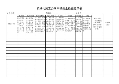 车辆安全检查记录表