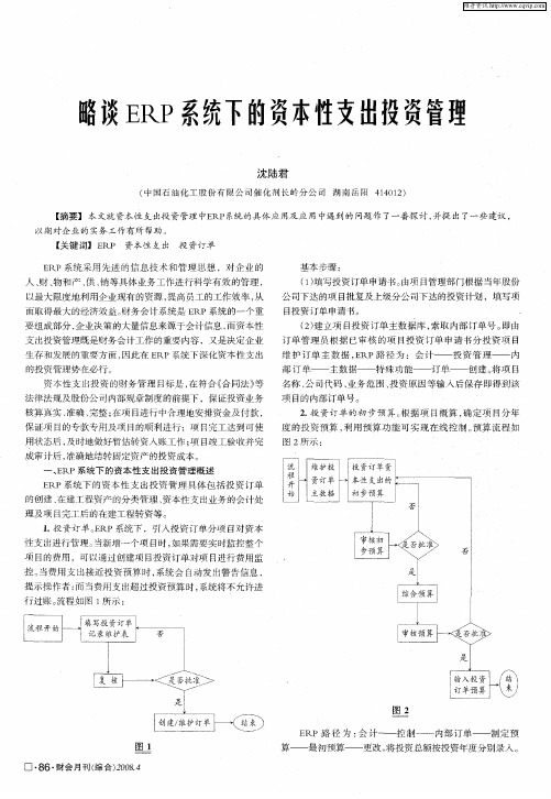 略谈ERP系统下的资本性支出投资管理