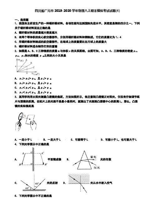 四川省广元市2019-2020学年物理八上期末模拟考试试题(4)