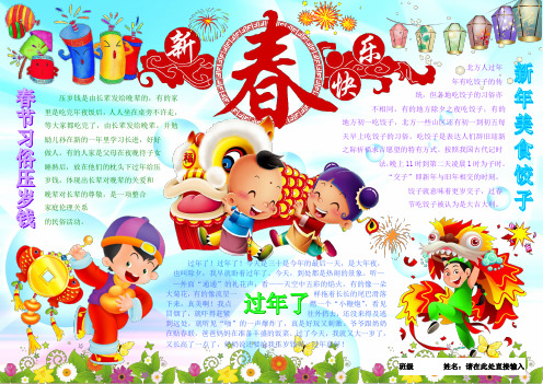 新春快乐新年春节电子小报欢度春节手抄报模板简报传统节日板报中国春节海报模板节日电脑手抄报A3