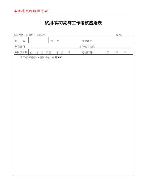 试用实习期满工作考核鉴定表