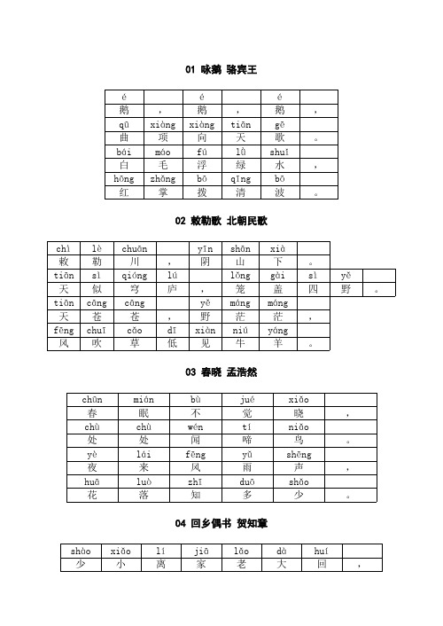 小学1-6年级必背古诗WORD版(带拼音)0304191619