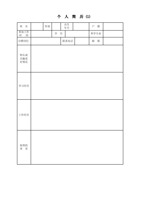 标准个人简历模板(6套,可编辑)-免费下载