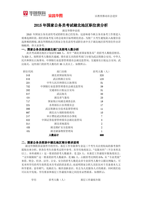 2015年国家公务员考试职位表分析 及报考指南(成稿)