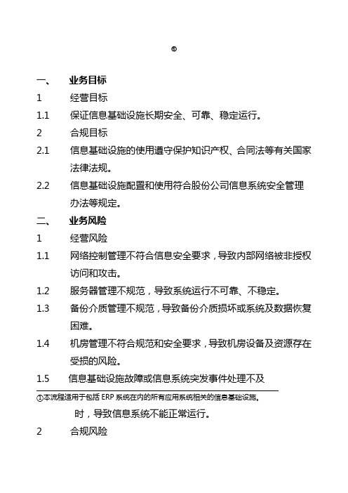 石油化工公司内部控制手册第部分业务流程B,基础设施IT一般性控制流程制度范本格式