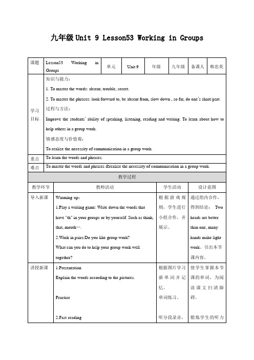 冀教版九年级英语全一册《nit 9 Communication  Lesson 53 Working in Groups》赛课导学案_5