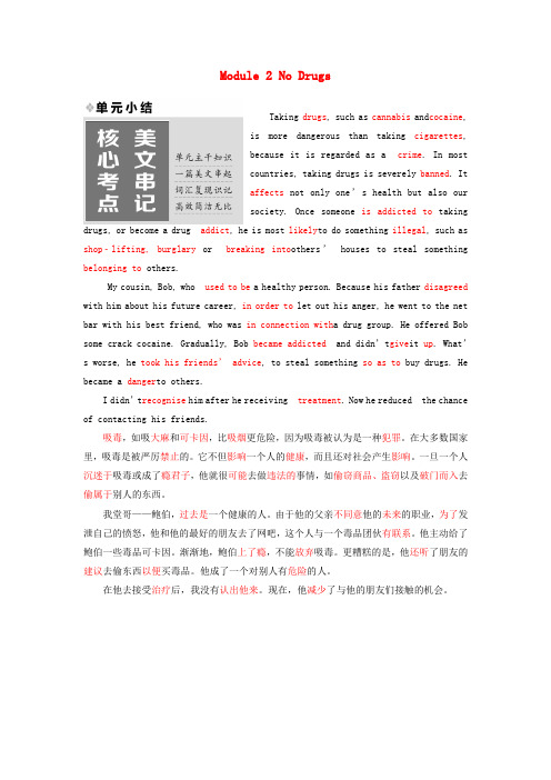 2017-2018学年高中英语 Module 2 No Drugs单元小结教学案 外研版必修2