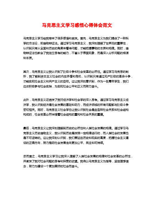 马克思主义学习感悟心得体会范文