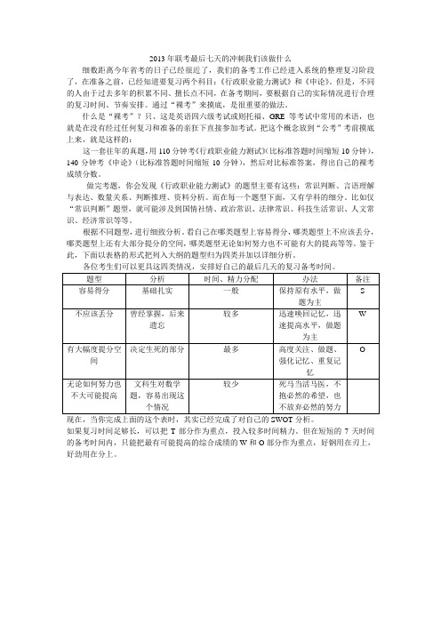 2014年联考最后七天的冲刺我们该做什么