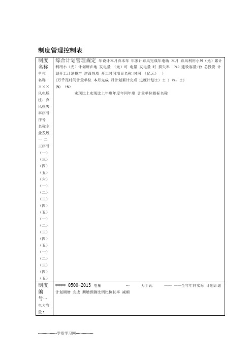 综合计划管理规定