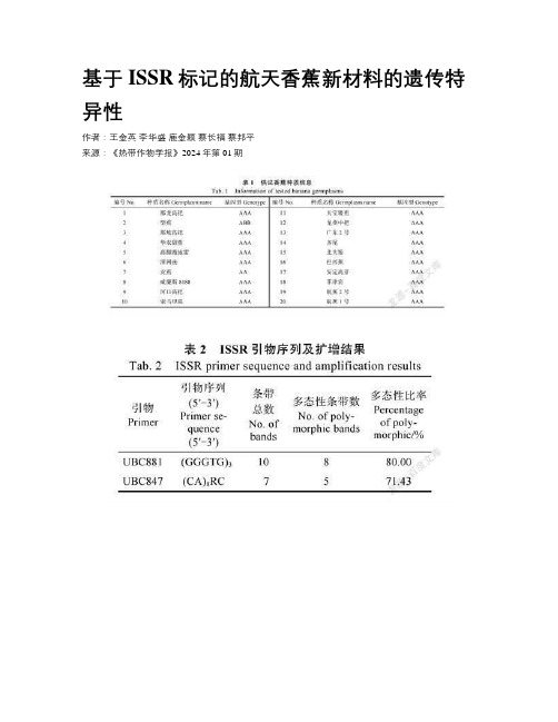 基于ISSR标记的航天香蕉新材料的遗传特异性