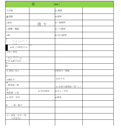 新人教版英语七年级下册单词听写表