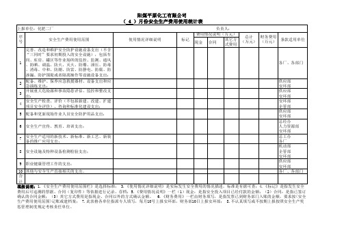 安全生产费用使用明细台帐