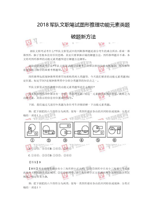 2018军队文职笔试图形推理功能元素类题破题新方法