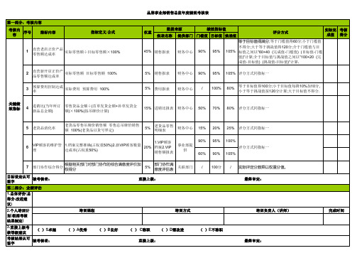 品牌事业部销售总监绩效考核表