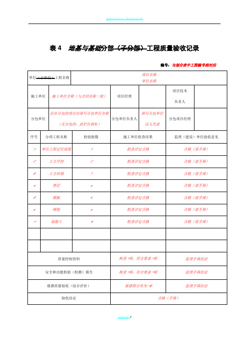 地基与基础分部(子分部)工程质量验收记录