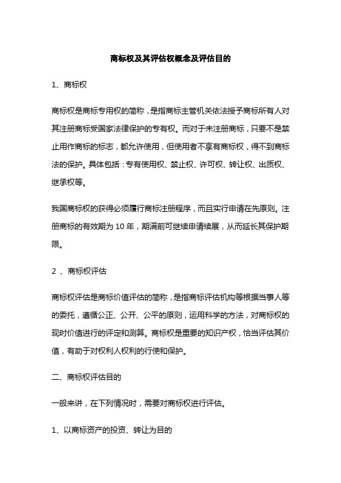 商标权及其评估权概念及评估目的,商标和版权的区别