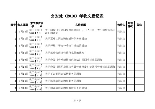 收文登记表