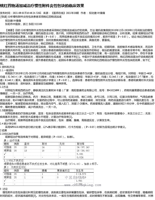 桃红四物汤加减治疗慢性附件炎性包块的临床效果