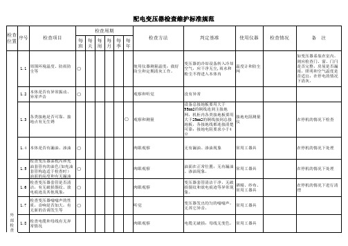 配电变压器检查维护标准规范