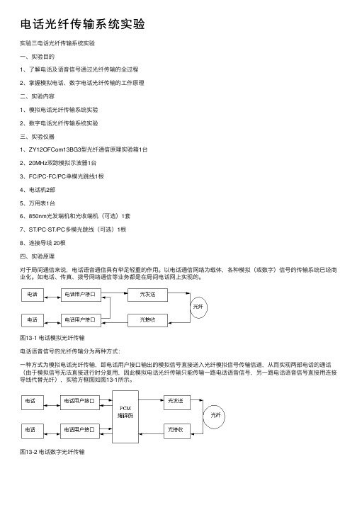 电话光纤传输系统实验