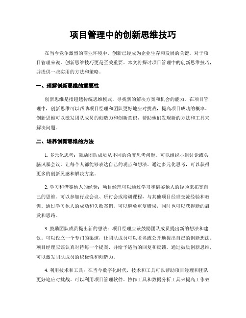 项目管理中的创新思维技巧