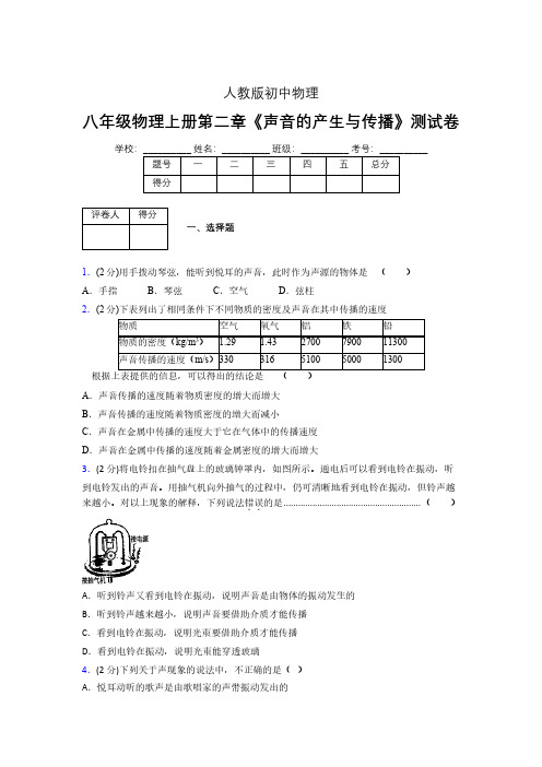 人教版八年级物理2-1《声音的产生与传播》专项练习(含答案) (1000)