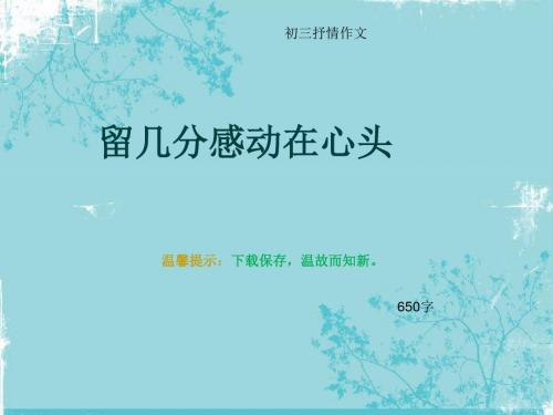 初三抒情作文《留几分感动在心头》650字(总9页PPT)