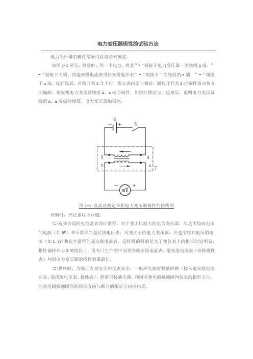 电力变压器极性的试验方法