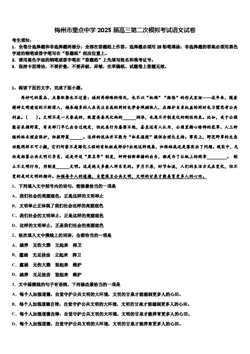 梅州市重点中学2025届高三第二次模拟考试语文试卷含解析