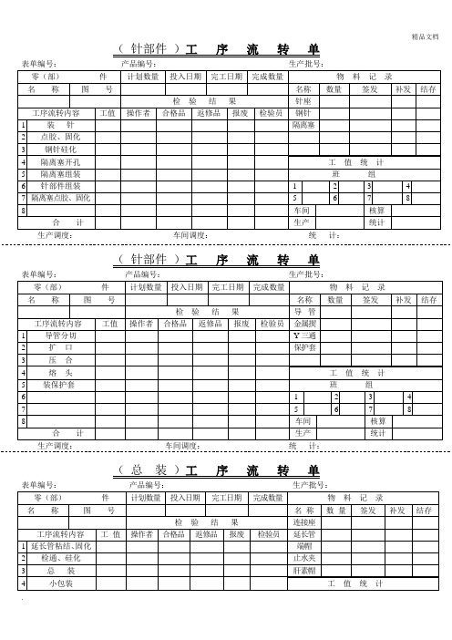 工序流转单模板