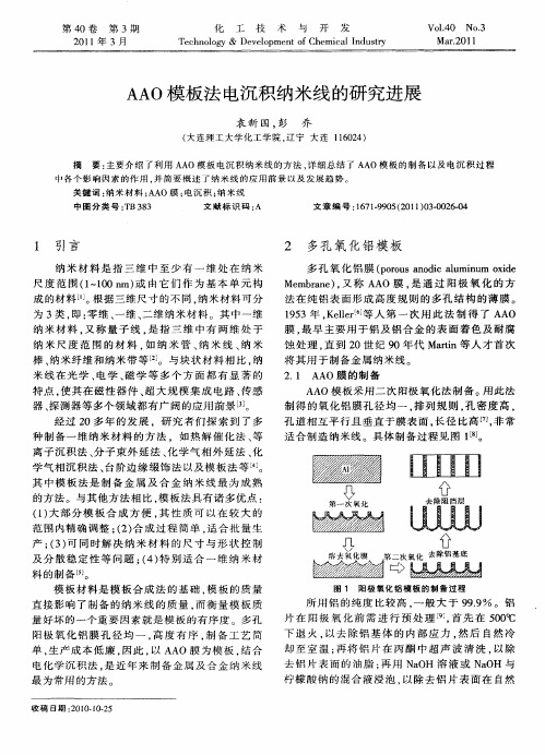 AAO模板法电沉积纳米线的研究进展