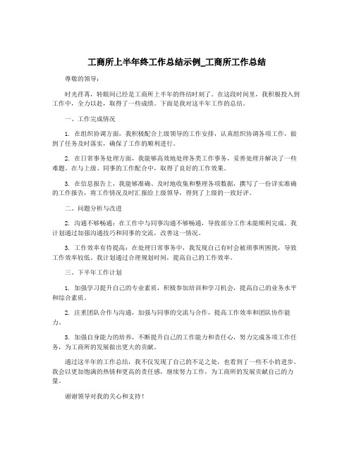 工商所上半年终工作总结示例_工商所工作总结