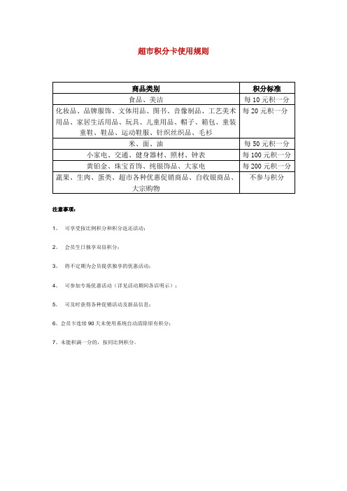 超市积分规则