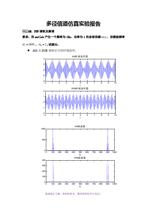 通信原理仿真-多径信道仿真实验