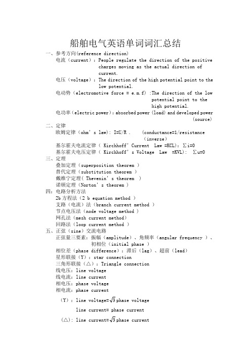 船舶电气英语单词词汇总结