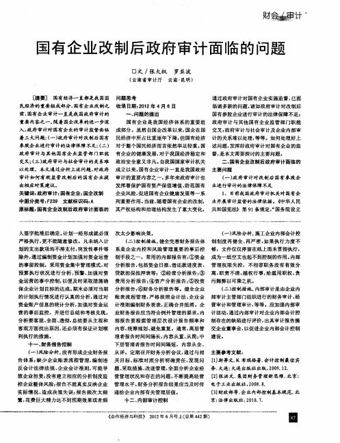 国有企业改制后政府审计面临的问题