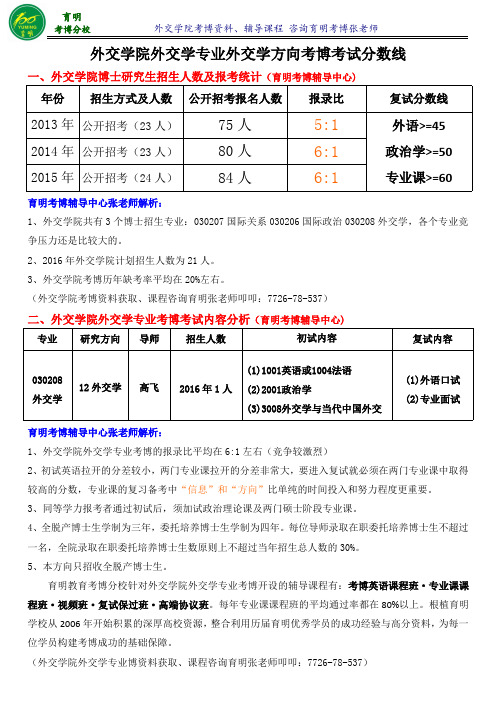 外交学院外交学专业外交学方向考博考试重点-育明考博