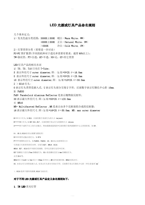 LED光源或灯具产品产品型号命名规则