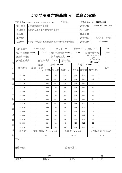 贝克曼梁测定路基路面回弹弯沉试验