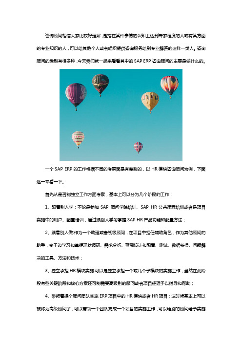 SAP ERP咨询顾问是做什么的