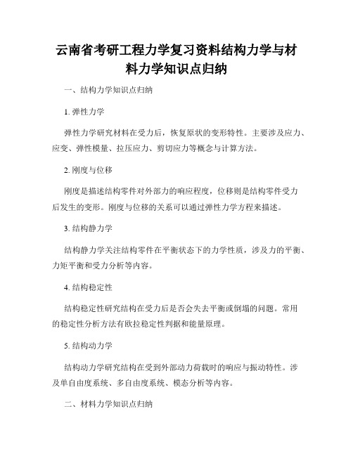 云南省考研工程力学复习资料结构力学与材料力学知识点归纳